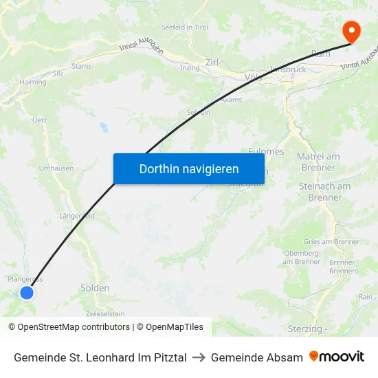 Gemeinde St. Leonhard Im Pitztal to Gemeinde Absam map