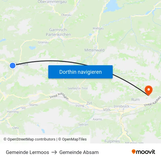 Gemeinde Lermoos to Gemeinde Absam map