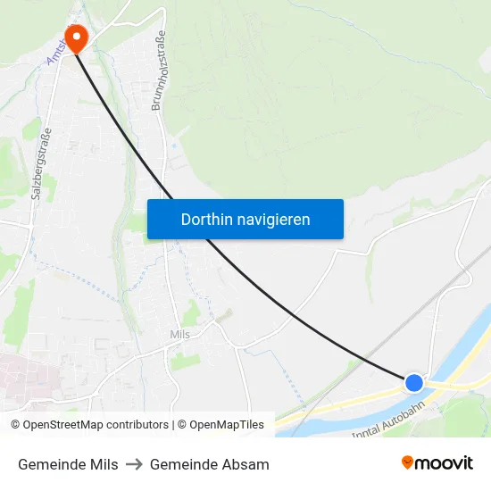 Gemeinde Mils to Gemeinde Absam map