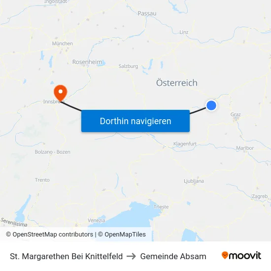St. Margarethen Bei Knittelfeld to Gemeinde Absam map