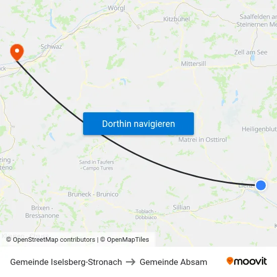 Gemeinde Iselsberg-Stronach to Gemeinde Absam map