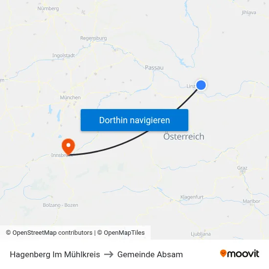 Hagenberg Im Mühlkreis to Gemeinde Absam map