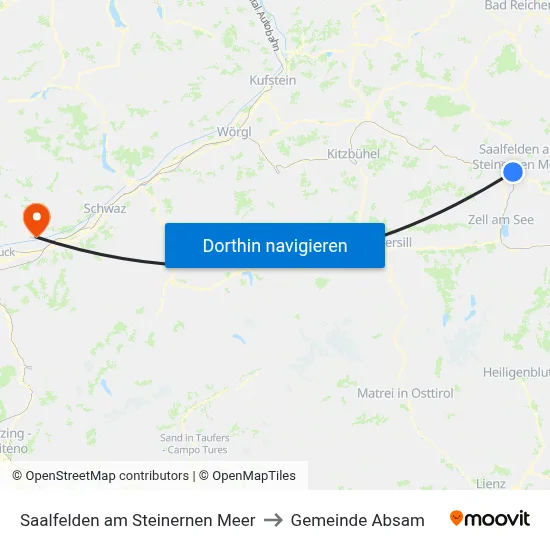 Saalfelden am Steinernen Meer to Gemeinde Absam map