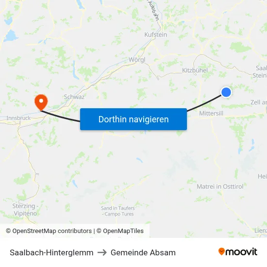 Saalbach-Hinterglemm to Gemeinde Absam map