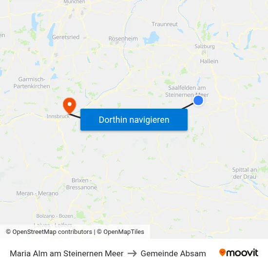 Maria Alm am Steinernen Meer to Gemeinde Absam map