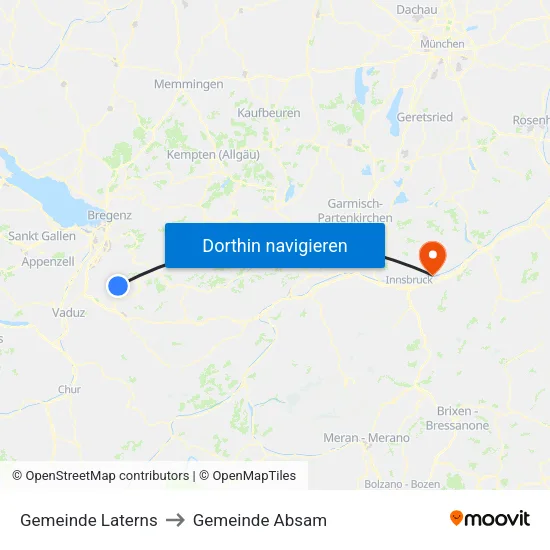 Gemeinde Laterns to Gemeinde Absam map