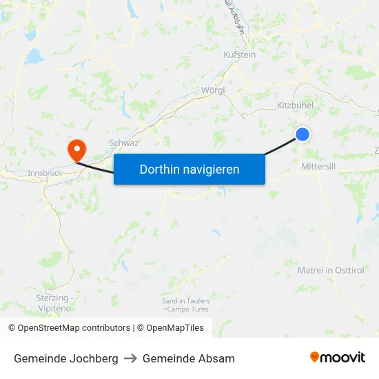 Gemeinde Jochberg to Gemeinde Absam map
