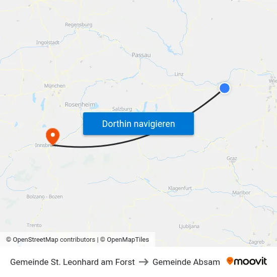 Gemeinde St. Leonhard am Forst to Gemeinde Absam map