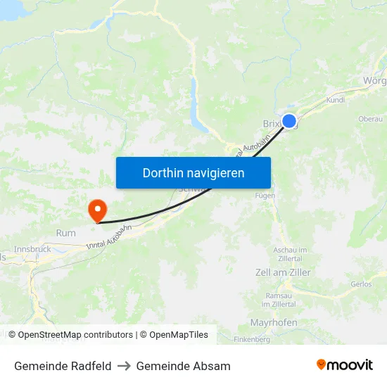 Gemeinde Radfeld to Gemeinde Absam map