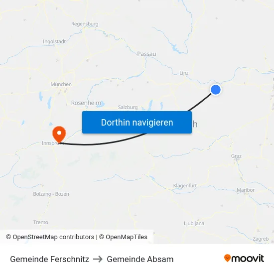 Gemeinde Ferschnitz to Gemeinde Absam map