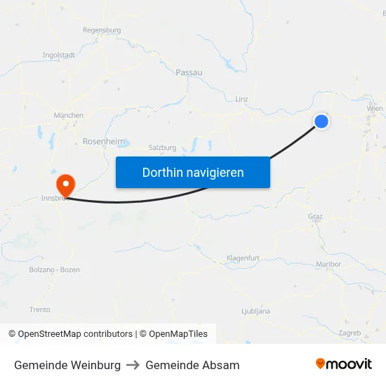 Gemeinde Weinburg to Gemeinde Absam map