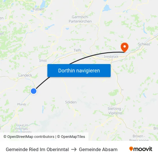 Gemeinde Ried Im Oberinntal to Gemeinde Absam map