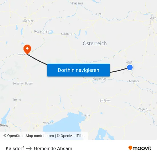 Kalsdorf to Gemeinde Absam map