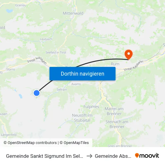 Gemeinde Sankt Sigmund Im Sellrain to Gemeinde Absam map