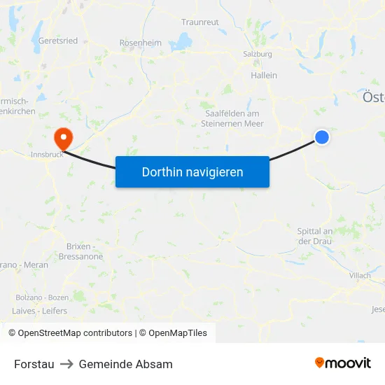 Forstau to Gemeinde Absam map