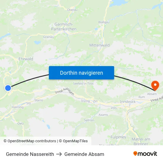 Gemeinde Nassereith to Gemeinde Absam map