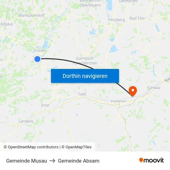 Gemeinde Musau to Gemeinde Absam map
