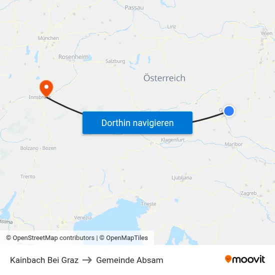 Kainbach Bei Graz to Gemeinde Absam map