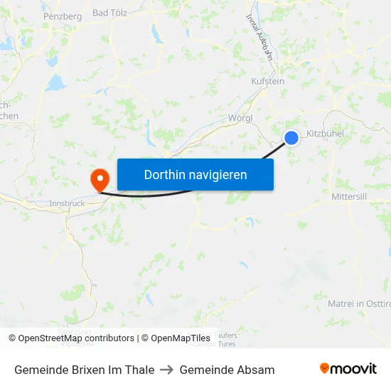 Gemeinde Brixen Im Thale to Gemeinde Absam map