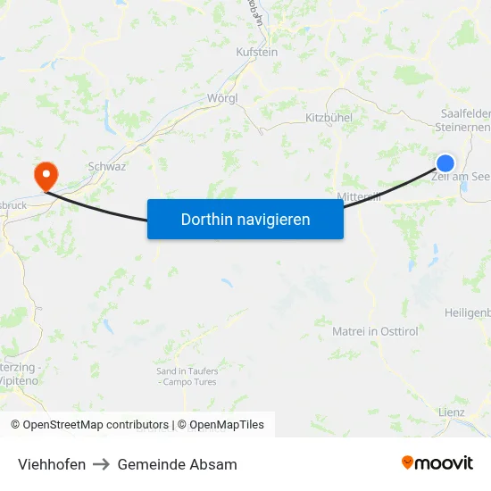 Viehhofen to Gemeinde Absam map