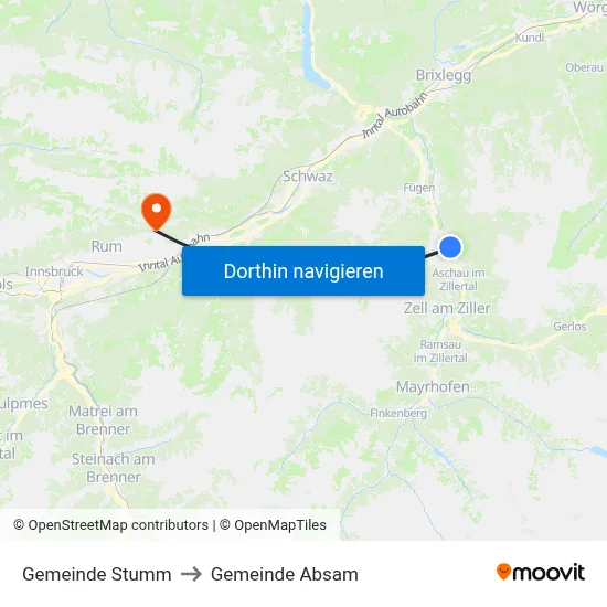 Gemeinde Stumm to Gemeinde Absam map
