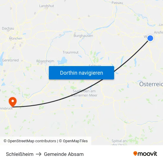 Schleißheim to Gemeinde Absam map