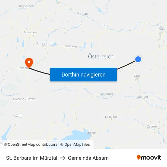 St. Barbara Im Mürztal to Gemeinde Absam map