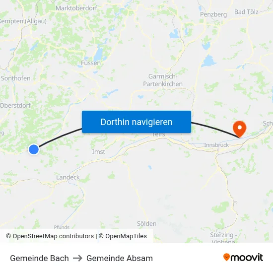 Gemeinde Bach to Gemeinde Absam map