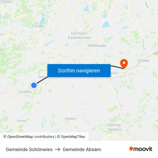 Gemeinde Schönwies to Gemeinde Absam map