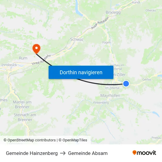 Gemeinde Hainzenberg to Gemeinde Absam map