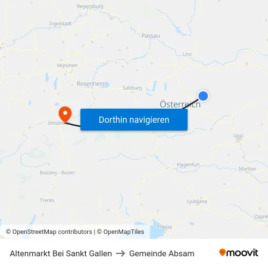 Altenmarkt Bei Sankt Gallen to Gemeinde Absam map
