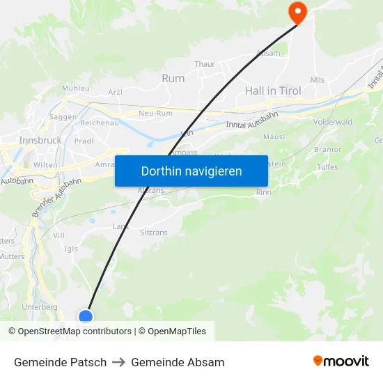 Gemeinde Patsch to Gemeinde Absam map
