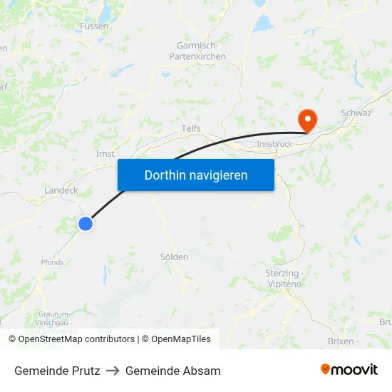 Gemeinde Prutz to Gemeinde Absam map