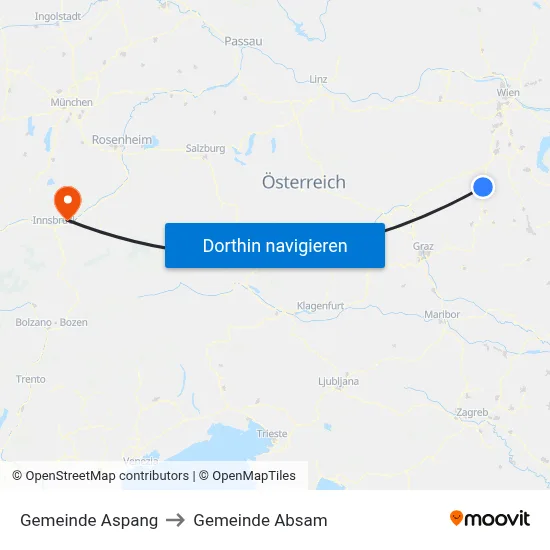 Gemeinde Aspang to Gemeinde Absam map