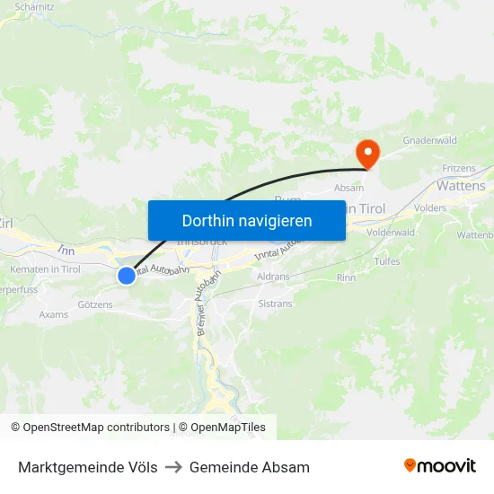 Marktgemeinde Völs to Gemeinde Absam map