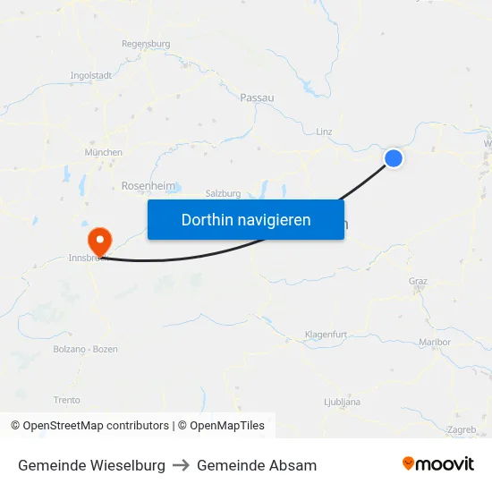Gemeinde Wieselburg to Gemeinde Absam map
