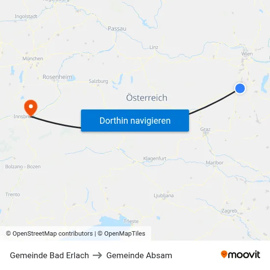 Gemeinde Bad Erlach to Gemeinde Absam map