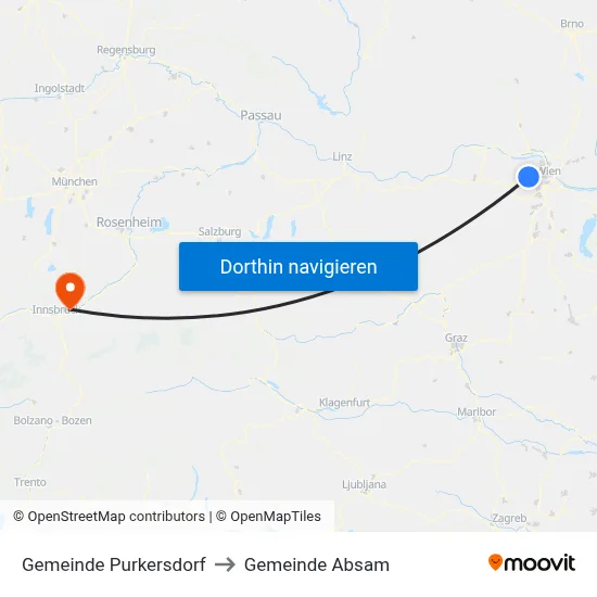 Gemeinde Purkersdorf to Gemeinde Absam map