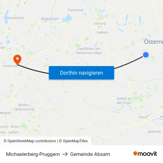 Michaelerberg-Pruggern to Gemeinde Absam map