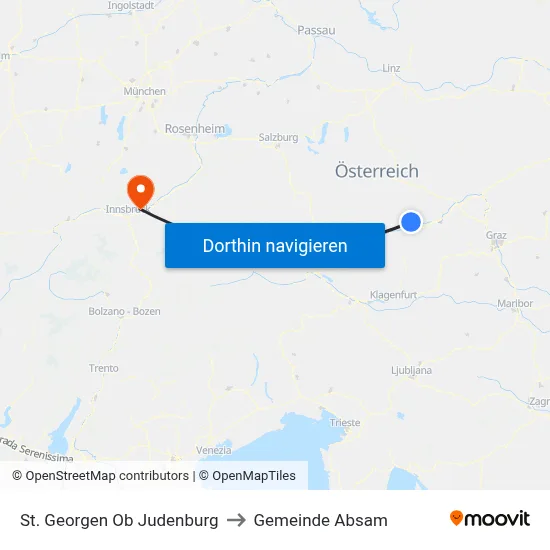 St. Georgen Ob Judenburg to Gemeinde Absam map