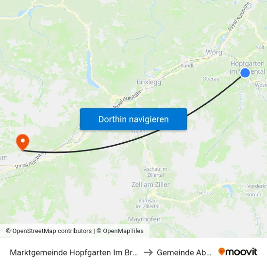 Marktgemeinde Hopfgarten Im Brixental to Gemeinde Absam map