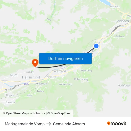 Marktgemeinde Vomp to Gemeinde Absam map