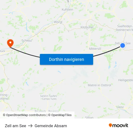 Zell am See to Gemeinde Absam map