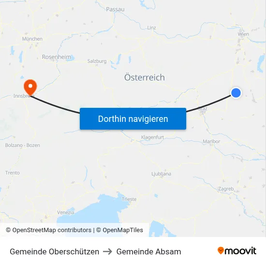 Gemeinde Oberschützen to Gemeinde Absam map