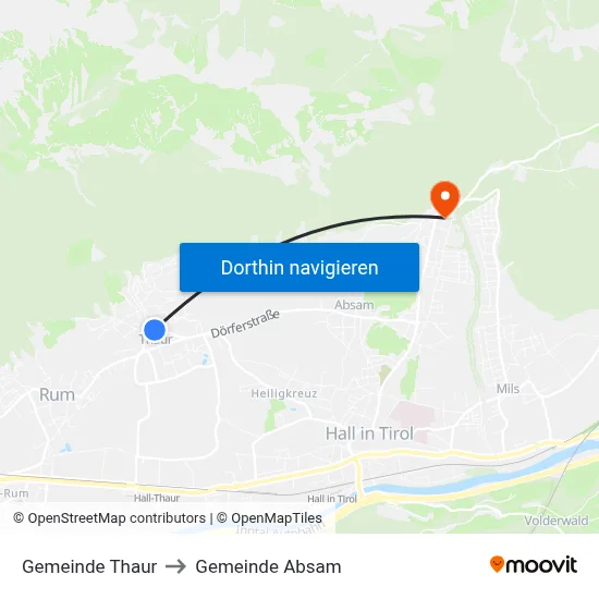Gemeinde Thaur to Gemeinde Absam map