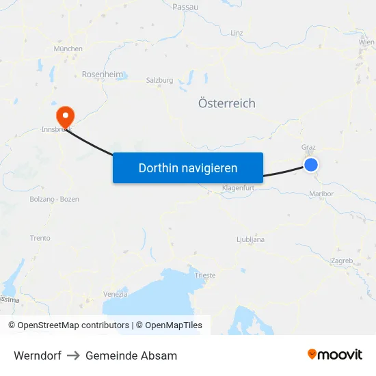 Werndorf to Gemeinde Absam map