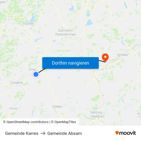 Gemeinde Karres to Gemeinde Absam map