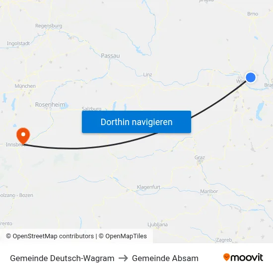 Gemeinde Deutsch-Wagram to Gemeinde Absam map