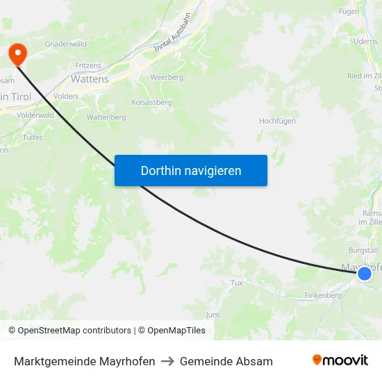 Marktgemeinde Mayrhofen to Gemeinde Absam map