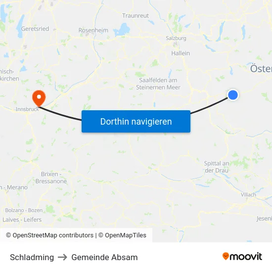 Schladming to Gemeinde Absam map